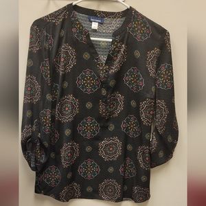 New Basic Editions Medallion print Boho style top, Size Small